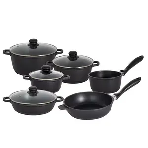 2024 Good Selling Die Casting Aluminum Casserole Cookware Non-stick Granite Aluminum Cookware Sets