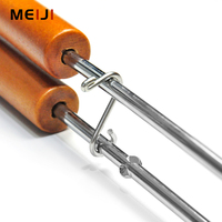 Machine à sandwich en fonte Meiji - Résistante à la chaleur, antiadhésive, outil de barbecue pour le camping avec poignée en bois