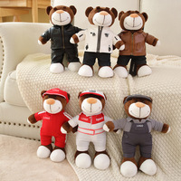 Ours en peluche motard personnalisé avec LOGO, cadeau souvenir, direct usine, ours en veste en cuir sur mesure, commande en gros, réponse rapide aux échantillons