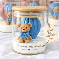 Bougie parfumée en verre en forme d'ours mignon avec ballon à air chaud, cadeau d'anniversaire, bougie aromathérapeutique décorative avec couvercle