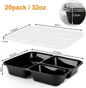 20 gói 32oz nhựa bữa ăn chuẩn bị container tái sử dụng 3 ngăn nhà hàng takeout container/thực phẩm container hộp nhựa - Product Image 5