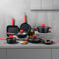 Ensemble de poêle à frire de fabricant professionnel Ensembles d'ustensiles de cuisine en aluminium à revêtement antiadhésif avec poignée détachable