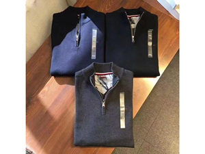 Áo len nam Tom-my chất lượng cao dành cho mùa thu & đông, kiểu dáng thường ngày, logo thêu, cổ cao, khóa kéo một phần, chất liệu dệt kim. - Product Image 2