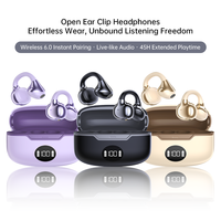 Nouveaux écouteurs intra-auriculaires à clip ouvert avec traduction IA en temps réel, autonomie de 45h, affichage LED, étui, Bluetooth 6.0, ajustement indolore pour la salle de sport, les trajets domicile-travail et le bureau