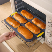 Moule à pain baguette en silicone à 6 cavités, antiadhésif, pour hot-dogs et gâteaux, résistant à la chaleur, compatible lave-vaisselle et four