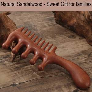 Masseur de cuir chevelu en bois de santal personnalisable, peigne Gua Sha, outil de massage de la tête - Product Image 4