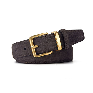 Cinturón de Cuero de Gamuza Marrón Vintage con Hebilla de Aleación para Hombre y Mujer, Estilo Retro Coreano Informal - Product Image 3