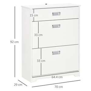 Elegante Zapatero Compacto con 2 Cajones Abatibles, 1 Cajón Extraíble, Capacidad para 16 Pares, <span class=keywords><strong>Madera</strong></span> <span class=keywords><strong>MDF</strong></span> Resistente para el Hogar, Pasillo o Entrada - Product Image 4