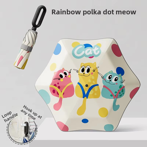 Paraguas Infantil Manual con Dibujos Animados |   Ligero de 6 Varillas |   Hebilla de anillo y borde de seguridad para niños pequeños y estudiantes - Product Image 2