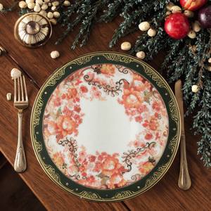 <span class=keywords><strong>Service</strong></span> <span class=keywords><strong>de</strong></span> vaisselle <span class=keywords><strong>de</strong></span> luxe en porcelaine fine à motif floral <span class=keywords><strong>rouge</strong></span> avec bord doré pour mariages et services hôteliers - Product Image 3