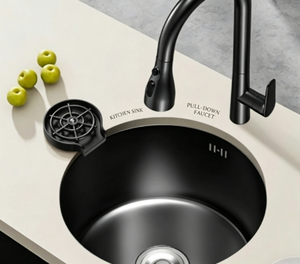 Évier encastré rond noir <span class=keywords><strong>mini</strong></span>, en acier inoxydable, pour cuisine, bar et îlot, lavabo pour se laver les mains - Product Image 3