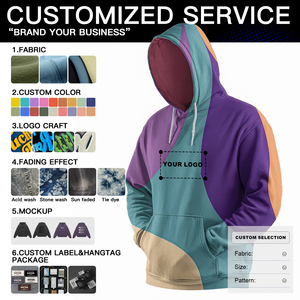 Hoodie Homme Coupe Boxy Personnalisée Effet Vieilli, Hoodie Découpé et Cousu, Lavage Acide, Pull Oversize, Hoodie Homme avec Appliques Strass et Patchwork - Product Image 3