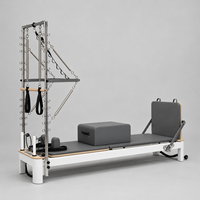 AUGER Reformer de Pilates Commercial avec Tour, Boîte d'assise, Planche de saut et Résistance à ressort réglable, Équipement de studio