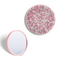 Miroir de maquillage portable de luxe, brillant, en forme de diamant rond, style princesse