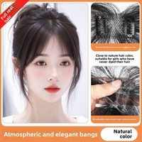 LONGFOR Femmes Noir Dentelle Remy Hair Grade Invisible Edge Clip-in Front Patch Bangs Natural Hairpiece Fringe As Baby