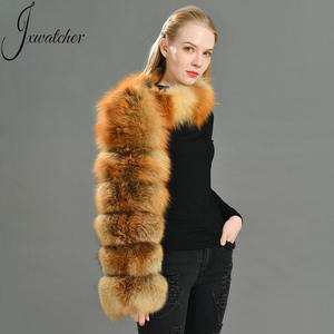 Fashion Lady Luxury Racoon Fur Coat Wraps Muff Warmer collo in vera <span class=keywords><strong>pelliccia</strong></span> di volpe maniche in vera <span class=keywords><strong>pelliccia</strong></span> di volpe naturale - Product Image 3