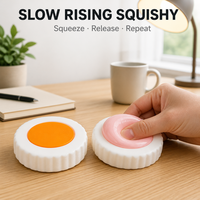 Jouet Squishy Œuf Frit à Remontée Lente, Centre Jaune Imprimé, Base Ronde Blanche, Anti-Stress, Cadeau de Bureau