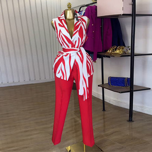 Completo Elegante Estivo Personalizzabile S-2XL con Gilet e Pantaloni a Vita Alta, Set alla Moda - Product Image 3