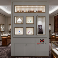 Vitrine murale blanche sur mesure pour montres, présentoir lumineux à LED en bois de luxe pour bijoux, pierres précieuses et diamants, idéal pour comptoir de centre commercial