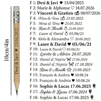 Crayons personnalisés pour cadeaux de mariage - Crayons en bois gravés sur mesure avec gomme, lot en gros pour invités de mariage, fête prénuptiale