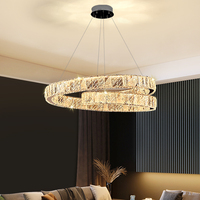 Lustre LED en cristal d'acier inoxydable personnalisé variable 3 couleurs angle de faisceau 180 lampe pendante de barre de table à manger