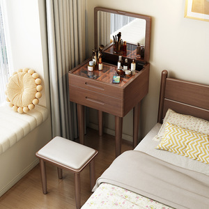 Solid Wood Flip Top Dressing <b>Table</b> 40cm With <b>Mirror</b> Storage Cabinet Bedroom Makeup Desk - Product Image 4