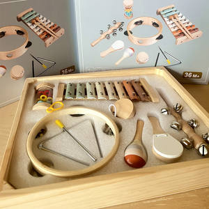Instrumentos de Percusión de Madera Orff, Juego Completo de 6 Piezas, Educativo, Martillo de Arena, Sonajeros, Pandereta de Piel de Oveja, Castañuelas, Jardín de Infancia - Product Image 1