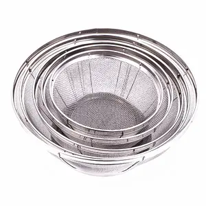 5 Sizes Kitchen Colander Fine Mesh Stainless Steel Strainers With Resting Base For Pasta Rice And Fruit For Drain Rinse