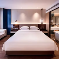 Ensemble de chambre à coucher moderne de luxe en bois, lit king size, cadre en bois massif, tête de lit rembourrée - Meubles pour hôtel et appartement, tailles personnalisables