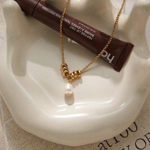Nouveauté : Collier d'été minimaliste étanche avec pendentif perle véritable et chaîne Rolo en acier inoxydable - Product Image 5