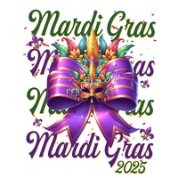 2025 Mardi Gras <strong>Cheer</strong> Bow <strong>Best</strong> <strong>Selling</strong> Iron-On Heat Press DTF Transfer Printing Washable and Waterproof