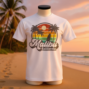 Maglietta da surf Malibu California con design vintage retrò da spiaggia - Product Image 3