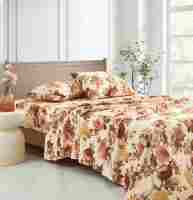 Haute qualité 3 pièces microfibre couette et ensemble de draps Floral Vintage imprimé doux King Size cousu Collection