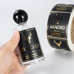 Stampa personalizzata etichetta logo adesivi stampabili adesivi impermeabili adesivo in lamina d'oro nero - Product Image 1