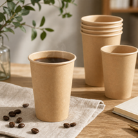 Gobelet jetable en kraft durable avec revêtement en PE, compatible micro-ondes, idéal pour les buffets de petit-déjeuner d'hôtel et la restauration