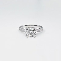 Bague de fiançailles tendance et classique en platine Pt950 avec tête de taureau à 4 griffes et diamant de laboratoire pour femme