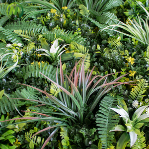 Mur végétal artificiel décoratif tropical en plastique pour extérieur, toile <span class=keywords><strong>de</strong></span> fond en herbe verte, fausse plante murale - Product Image 5