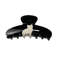 Pince à cheveux en acétate motif chat color block, pince requin chat contrastée pour femme, accessoires pour chignon arrière