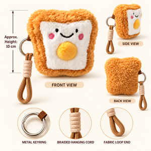 Llavero de peluche personalizado con forma de comida: Huevo frito y tostada, suave y relleno, colgante para bolso, OEM ODM, juguete de peluche <span class=keywords><strong>Kawaii</strong></span>, venta al por mayor para marcas y compradores de regalos - Product Image 3