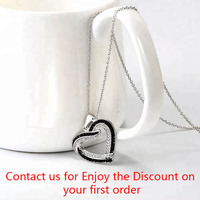 Fine Jewelry Collier en forme de coeur en zircon noir personnalisé en argent sterling 925 pour femme