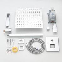 Práctica Combinación de Ducha Empotrada Cromada Moderna para Baño, con Rociador de Lluvia Individual, Función de Pausa, Grifo Termostático, Montaje en Pared, para Apartamento