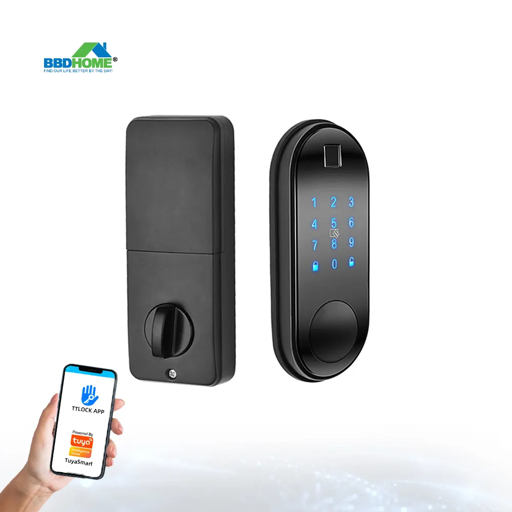 Smart Ttlock Tuya Front Digital Biometric Password Finger Print Deadbolt external Locks Key Fingerprint Door Lock for Home