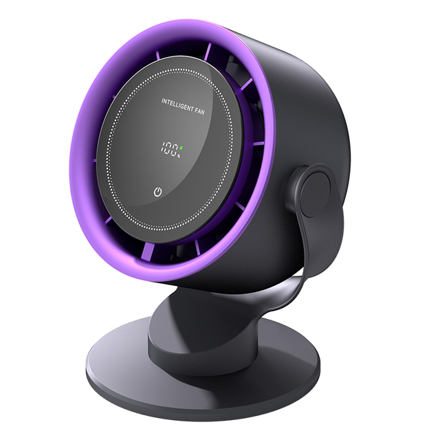 USB Rechargeable Desktop Table Fan 100-Speed Touch Control Digital Display Strong Airflow Air Cooling Fan for Cars