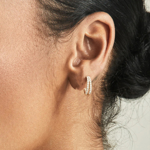 CANNER Custom 5A Cubic Zirconia Minimalist Jewelry 18K Gold Plated Double Hoop <b>Huggies</b> <b>Earrings</b> 925 <b>Sterling</b> <b>Silver</b> for Women - Product Image 6