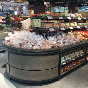 Estantes de Exhibición de Frutas y Verduras para Supermercado, Estante de Exhibición de Frutas y Verduras de Madera, Estante de Madera Pesado - Product Image 1