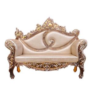 Sillones de Trono Reales Dobles de Lujo en Oro Antiguo para Boda, Alquiler de Muebles para Rey y Reina, Sofás Dorados para Boda - Product Image 1