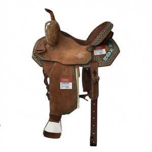 Silla de Montar de Cuero Occidental Premium para Barril Racing, Hecha a Mano y Ligera para un Cómodo Rendimiento en el Rodeo - Product Image 1