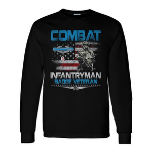 T-shirt à manches longues pour homme adulte, col rond, avec insigne de soldat de combat, patriotique, pour vétéran - Product Image 3