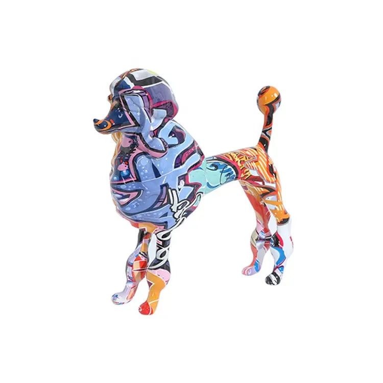 Reçine köpek heykelleri özel tasarım reçine el sanatları minyatür kaniş hayvan ev dekorasyon hediyeler için kitaplık
