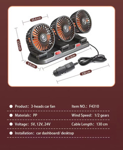 <span class=keywords><strong>Ventilateur</strong></span> de <span class=keywords><strong>voiture</strong></span>, camion, véhicule 12V 24V DC, accessoires intérieurs de <span class=keywords><strong>voiture</strong></span>, <span class=keywords><strong>ventilateur</strong></span> électrique USB à double tête - Product Image 2